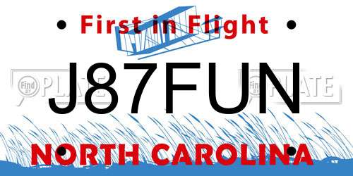 J87FUN North Carolina License Plate