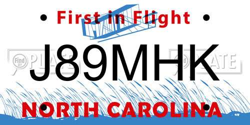 J89MHK North Carolina License Plate