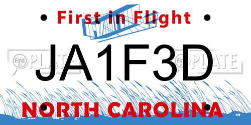 JA1F3D North Carolina License Plate