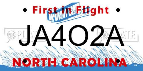 JA4O2A North Carolina License Plate