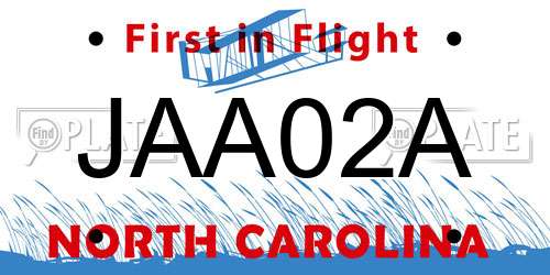 JAA02A North Carolina License Plate