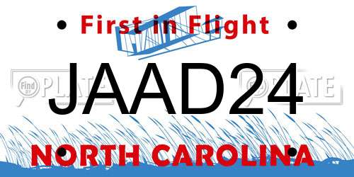 JAAD24 North Carolina License Plate