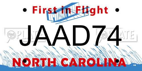 JAAD74 North Carolina License Plate