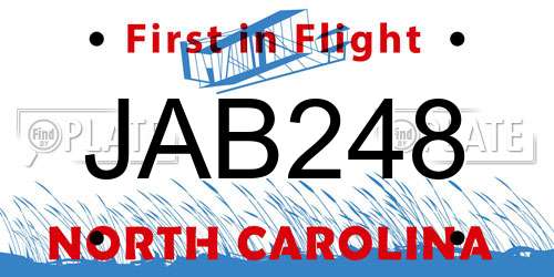 JAB248 North Carolina License Plate