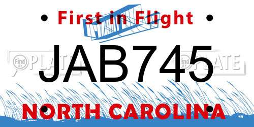 JAB745 North Carolina License Plate