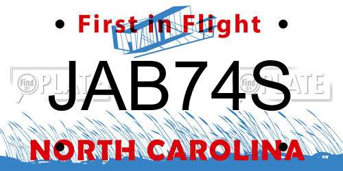 JAB74S North Carolina License Plate