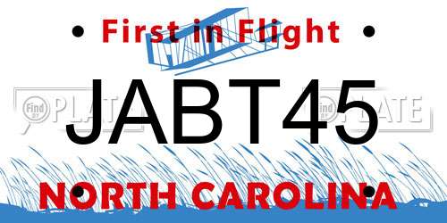 JABT45 North Carolina License Plate