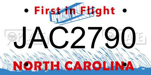 JAC2790 North Carolina License Plate