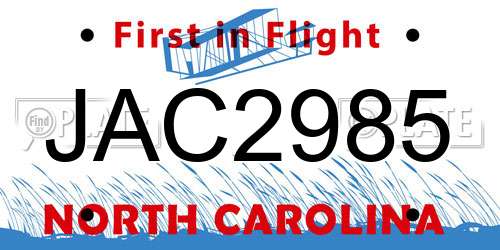 JAC2985 North Carolina License Plate