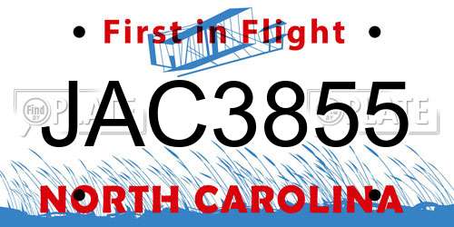 JAC3855 North Carolina License Plate