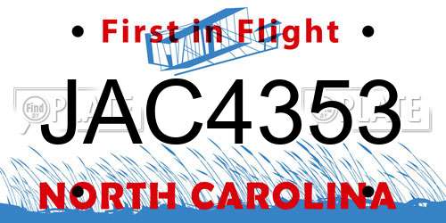 JAC4353 North Carolina License Plate