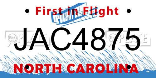 JAC4875 North Carolina License Plate