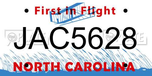 JAC5628 North Carolina License Plate