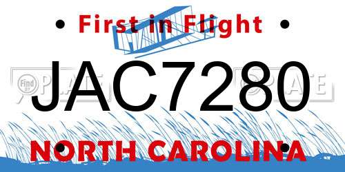 JAC7280 North Carolina License Plate