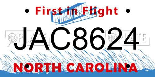 JAC8624 North Carolina License Plate