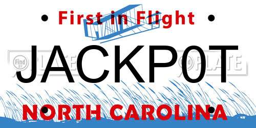 JACKP0T North Carolina License Plate