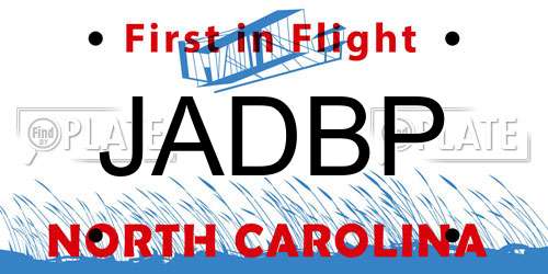 JADBP North Carolina License Plate