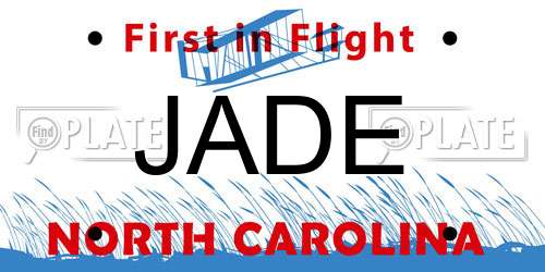 JADE North Carolina License Plate