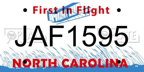 JAF1595 North Carolina License Plate