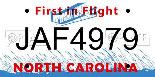 JAF4979 North Carolina License Plate