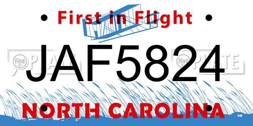 JAF5824 North Carolina License Plate