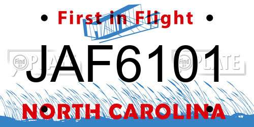 JAF6101 North Carolina License Plate