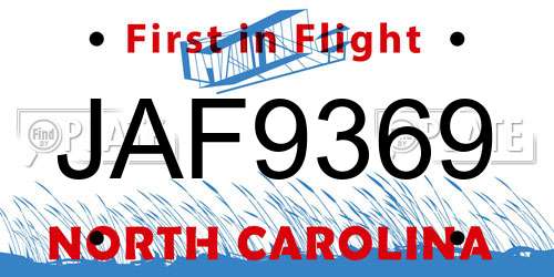 JAF9369 North Carolina License Plate