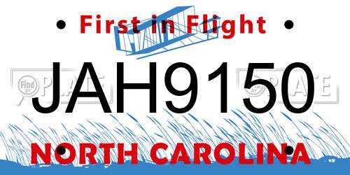 JAH9150 North Carolina License Plate