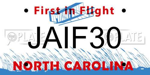 JAIF30 North Carolina License Plate