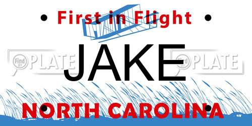 JAKE North Carolina License Plate