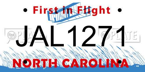 JAL1271 North Carolina License Plate