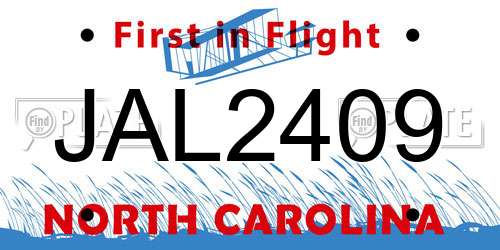 JAL2409 North Carolina License Plate