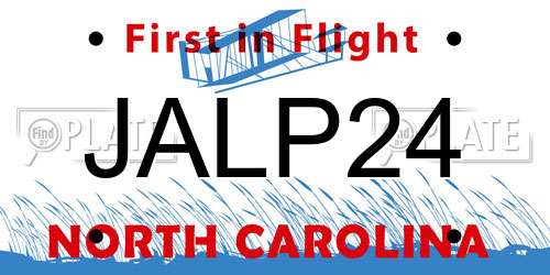 JALP24 North Carolina License Plate