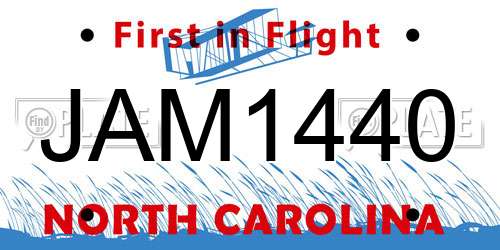JAM1440 North Carolina License Plate