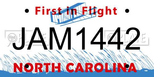 JAM1442 North Carolina License Plate