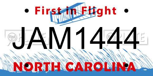 JAM1444 North Carolina License Plate