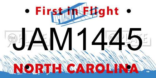 JAM1445 North Carolina License Plate