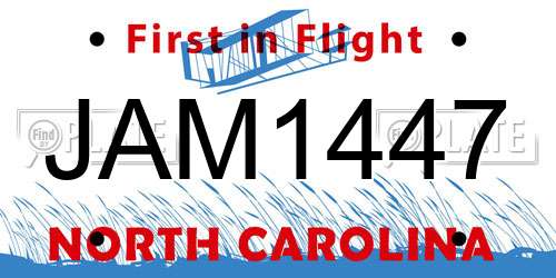 JAM1447 North Carolina License Plate