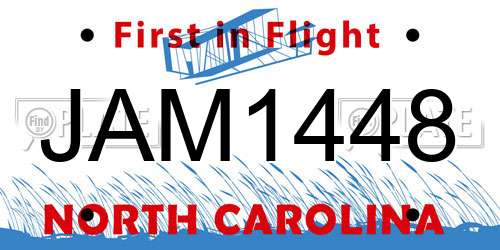 JAM1448 North Carolina License Plate