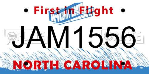 JAM1556 North Carolina License Plate
