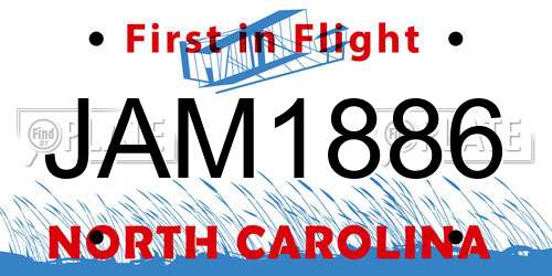 JAM1886 North Carolina License Plate