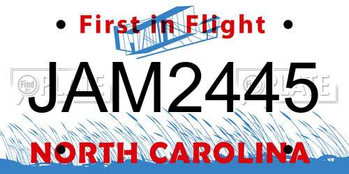 JAM2445 North Carolina License Plate
