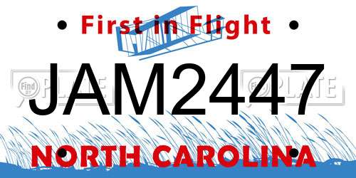 JAM2447 North Carolina License Plate