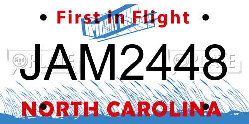 JAM2448 North Carolina License Plate