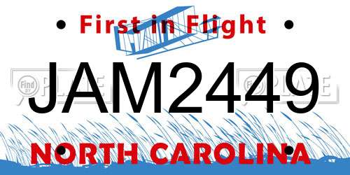JAM2449 North Carolina License Plate