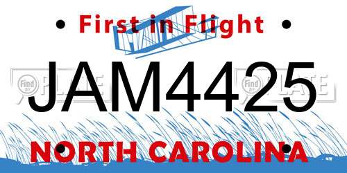 JAM4425 North Carolina License Plate