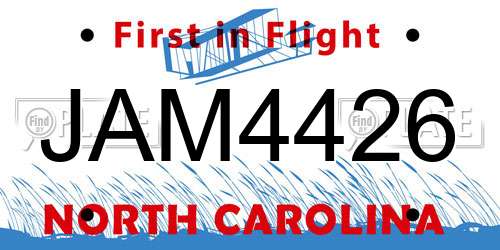 JAM4426 North Carolina License Plate