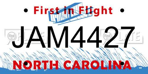 JAM4427 North Carolina License Plate