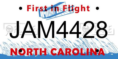 JAM4428 North Carolina License Plate