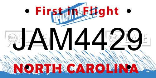 JAM4429 North Carolina License Plate